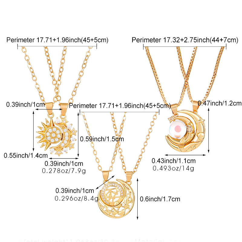 2pcs Necklace Sun And Moon Magnetic Pendant Clavicle Chain Necklace For Couple Lovers - Image 5